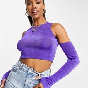 ASOS Purple Cold Shoulder Crop Top